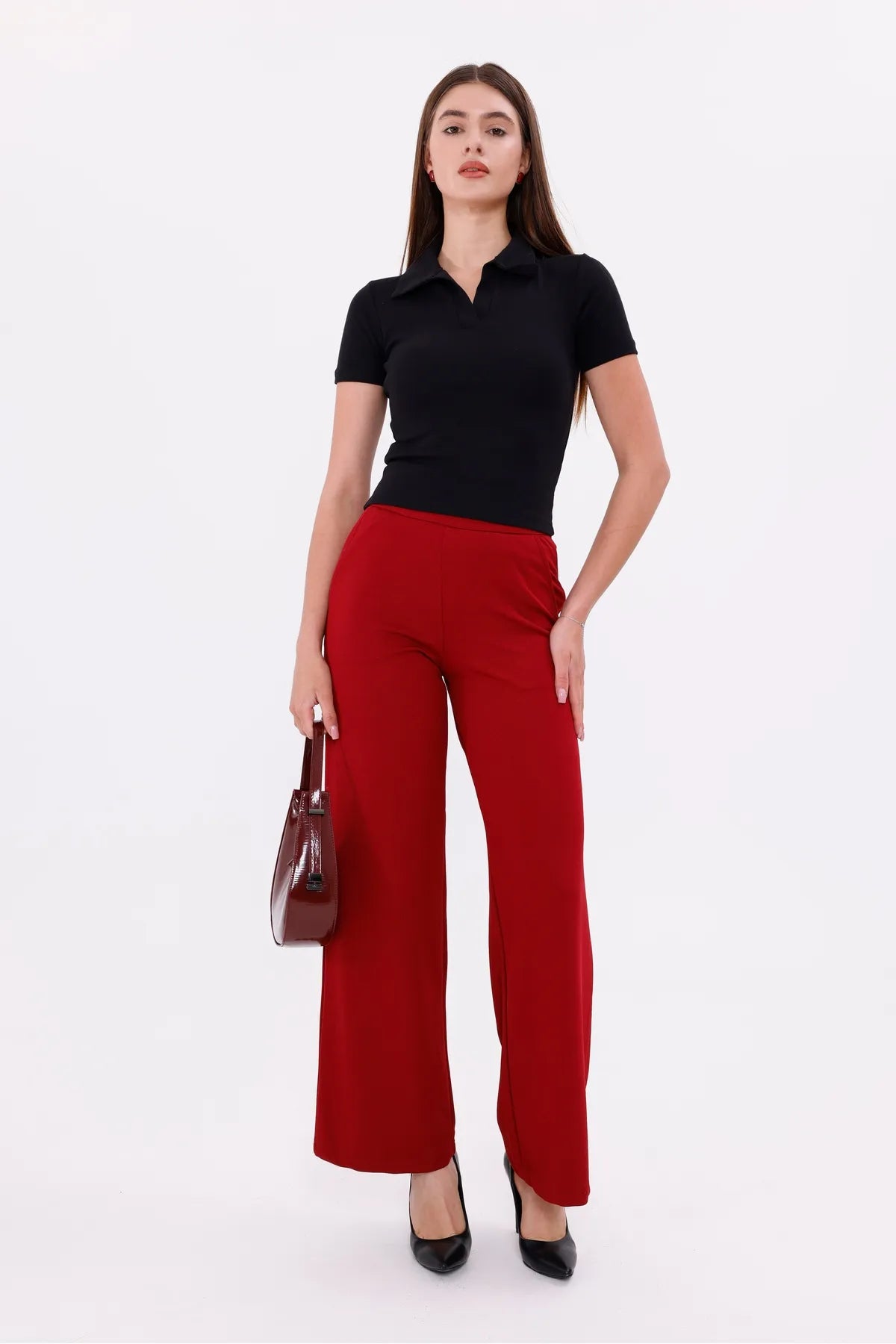 Sarte Royal Kadın Ekru Düğmesiz Polo Yaka Tshirt-SRT5003