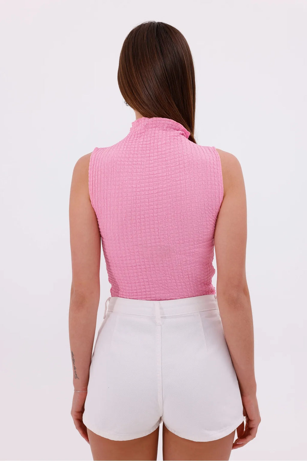 Sarte Royal Kadın Pembe Kolsuz Bürümcük Bluz