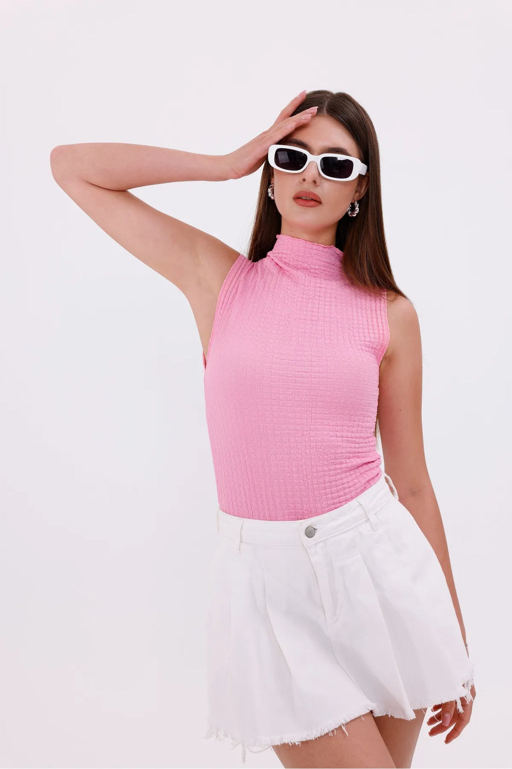 Sarte Royal Kadın Pembe Kolsuz Bürümcük Bluz