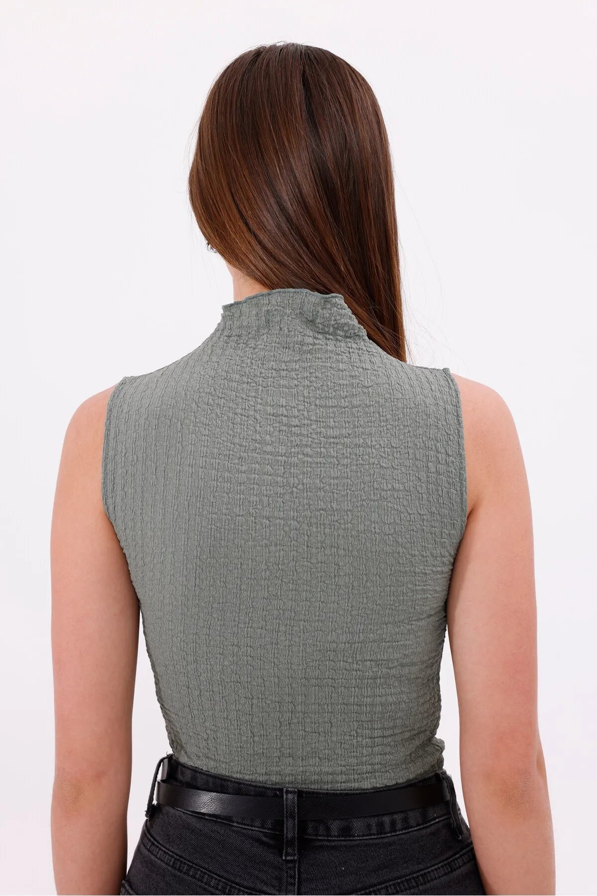 Sarte Royal Kadın Yeşil Kolsuz Bürümcük Bluz