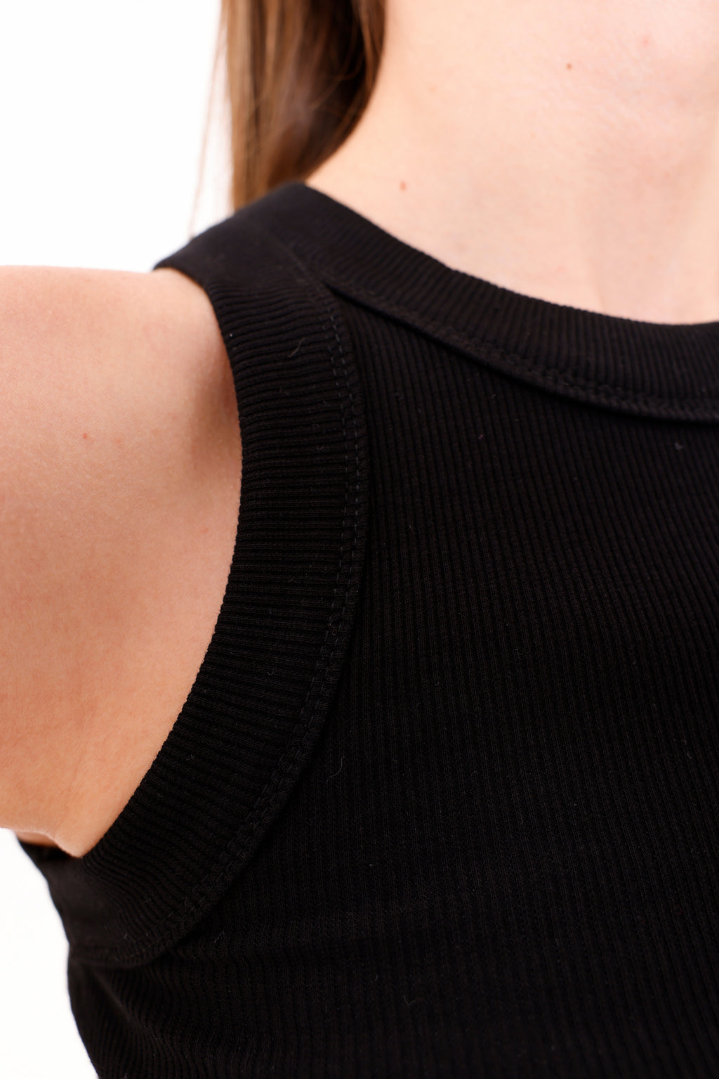 Siyah Fitilli Bisiklet Yaka Kolsuz Bluz - SRT5005