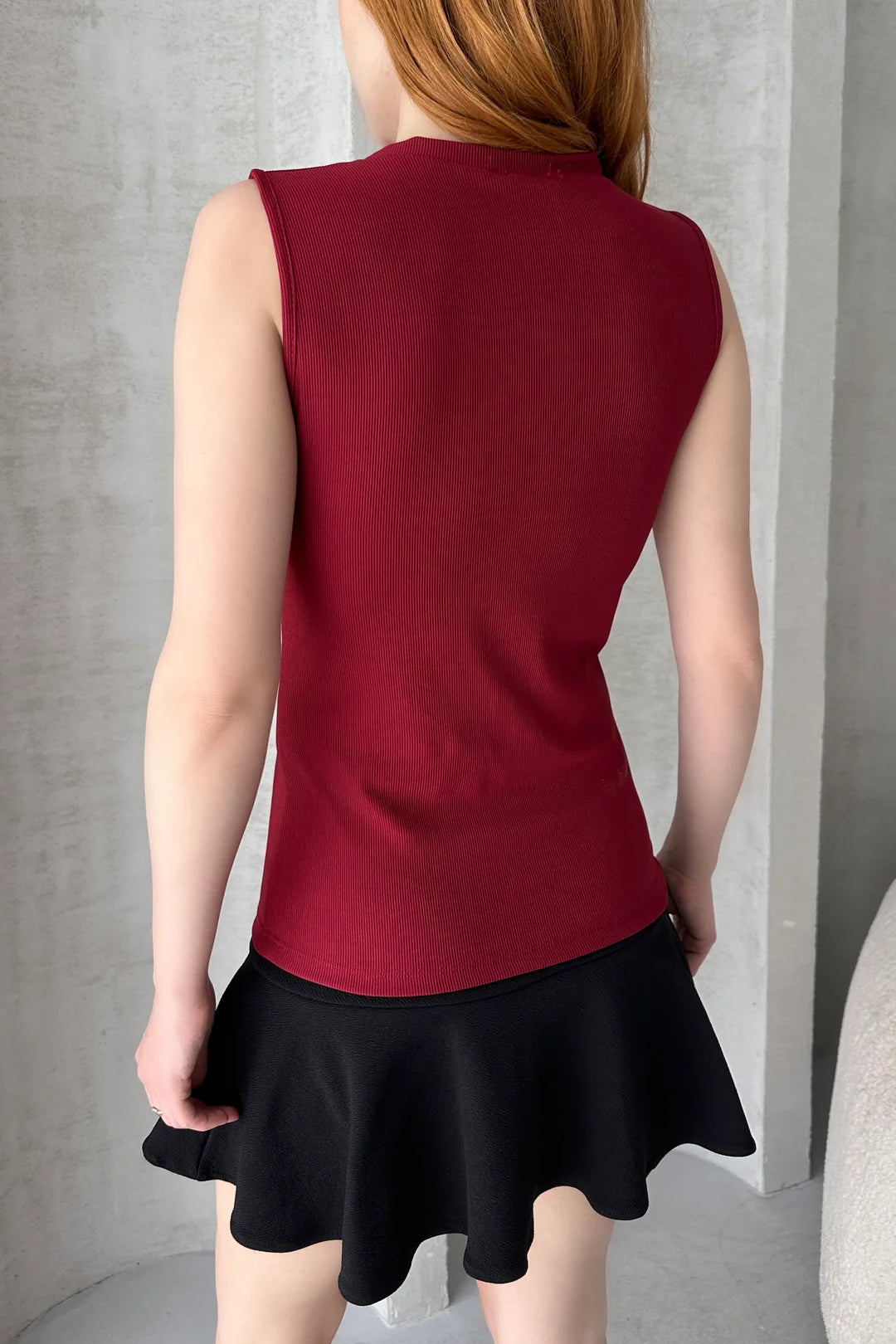 Bordo Bisiklet Yaka Gold Düğmeli Ottoban Bluz - SRT2198