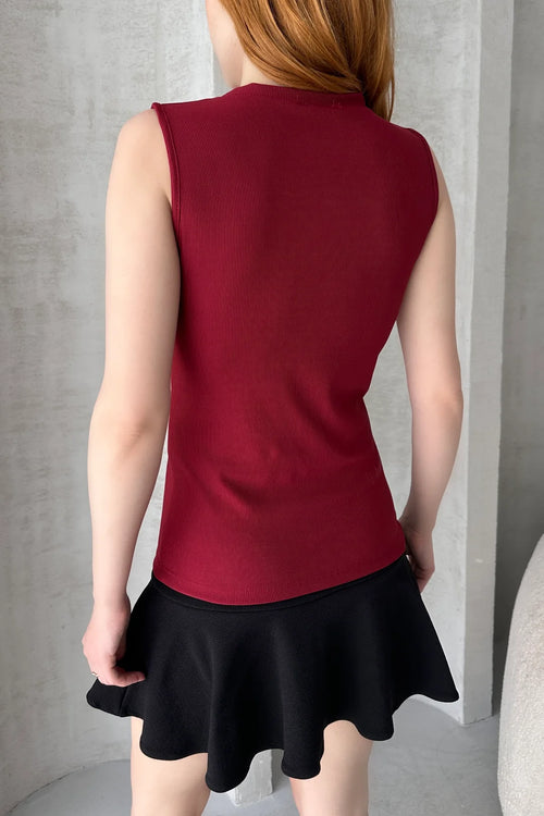 Bordo Bisiklet Yaka Gold Düğmeli Ottoban Bluz - SRT2198